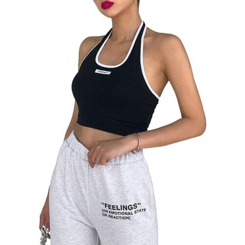 Womens tops Vintage Yoga running vest casual sexy halter waist short back short sports vest Tops Halter Neck Bandage tops