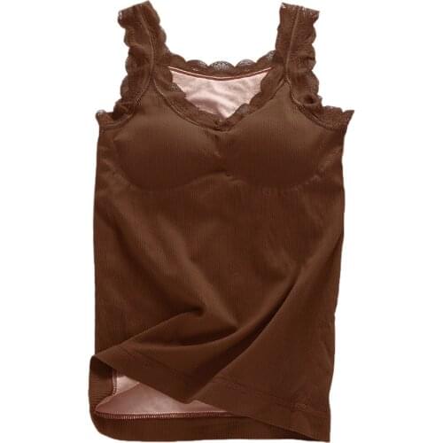 Women Thermal Vest Underwear Sleeveless Waistcoat Tank Top Winter Warm Plus Velvet Underwear Solid Tops Underwear