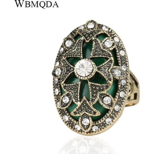 Luxury Vintage Punk Hollow Flower Star Rings For Women Gold Color Filled With Crystal Ring Bohemian Jewelry Drop Shipping