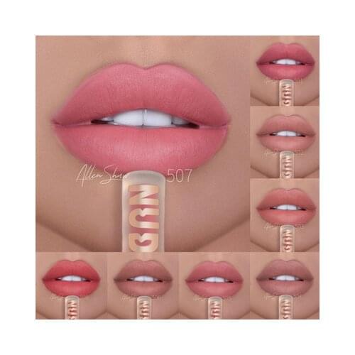 1 Pc Liquid Lipstick Nude Series Matte Lip Glaze Not-sticking Waterproof Long-Lasting Lip Gloss Makeup Supplies