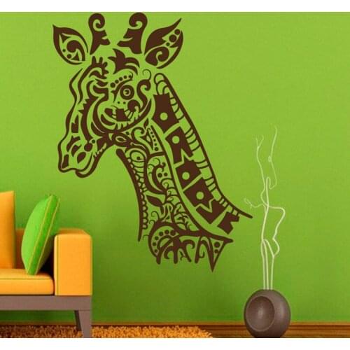 ZOOYOO Giraffe Head Living Room Decoration Removable Wall Decals Vinyl Sticker Animals Art Wall Murals Home Decor