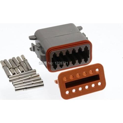 100 Kits DT06-12S 12 Pin Female Wire Waterproof Connector Kit Complete With Wedgelocks& Solid Terminals