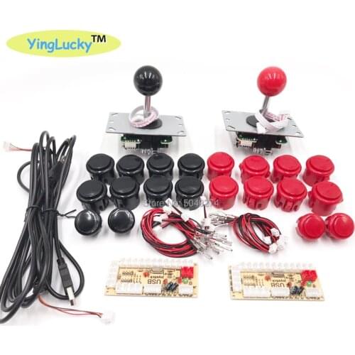 Arcade DIY Kit 2 players Zero Delay Arcade Game JAMMA USB Encoder PC Joystick SANWA Joystick Arcade Button for Raspberry Pi