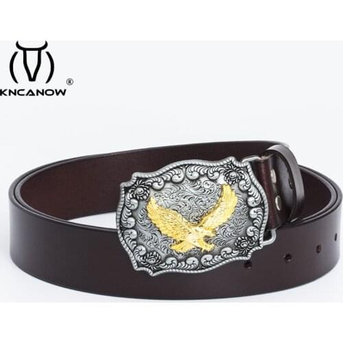 2021 New Ceinture Hommes Fashion Eagle Buckle Men Genuine Leather Belt Designer Luxury Famous Brand Casual Male Cowhide Strap