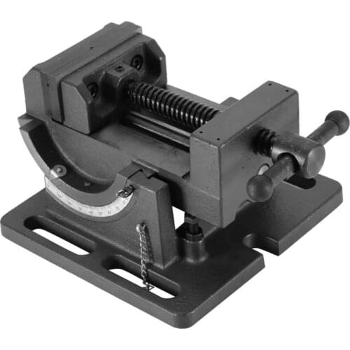 3in/4in Cast Iron Tilting Drill Press Vise 0-90° Tilt Heavy Duty Guide Rod Bench Clamp Woodworking Drilling Machine Table Vise