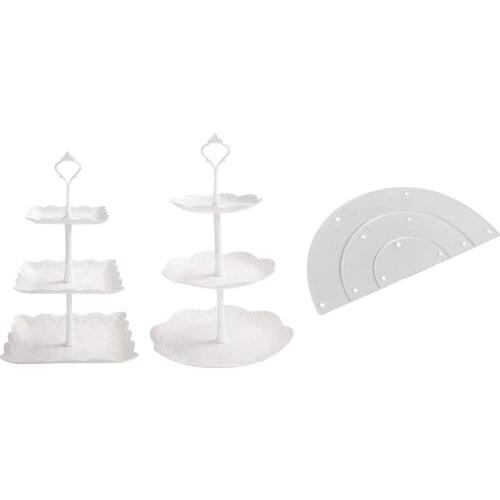3-Tier Clear Acrylic Semicircle Round Cupcake Dessert Display Stand with 2 Set 3-Tier White Dessert Cake Stand
