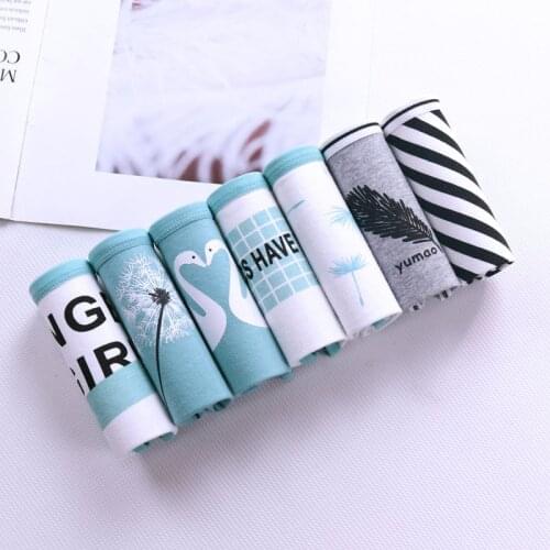 7pcs/lot Womens Panties Cotton Underwear Briefs Sexy Panties Lingeries Cueca Calcinhas Shorts Underpant Girls Cute Panty Ladies