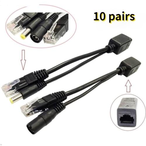 ANPWOO 20pcs(10pair) POE Adapter cable Passive Power Over Ethernet PoE Injector + Splitter Kit screened switch POE