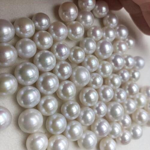 Free shipping 9-12 mm high luster AAAA perfect round nature white pearl,100% Nature freshwater loose pearl,half hole