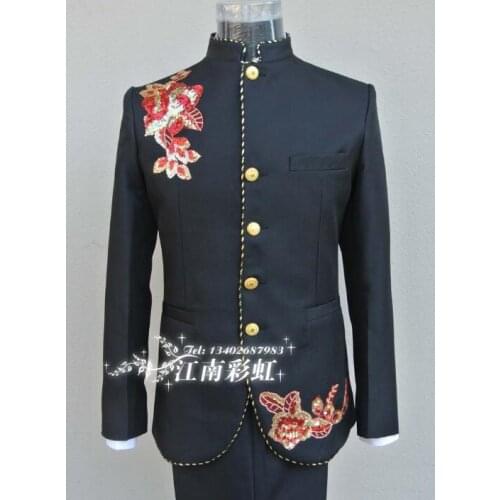 Blazer men formal dress latest coat pant designs suit men terno masculino trouser wedding suits for mens Chinese tunic suit