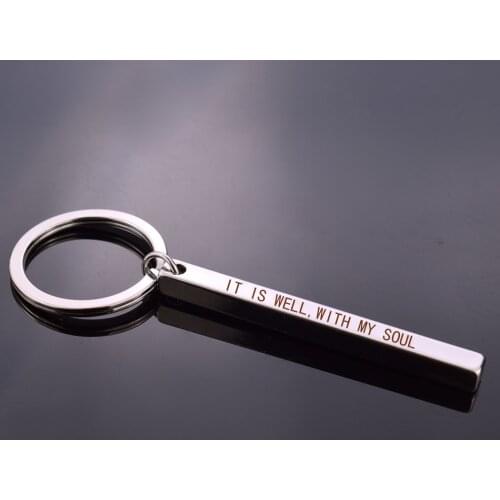 IT IS WELL, WITH MY SOUL Key Chain Bible Quote Lettering Keychain Men Women Engraved Pendant Religious Jewelry Christian Gift