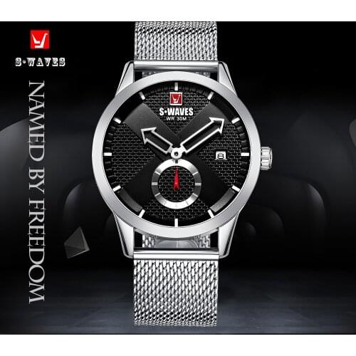 SWAVES Luxury Men Watch Quartz Water Resistant Wrist Watch Men Fashion Stainless Steel Mens Sports Watch Relogio Masculino