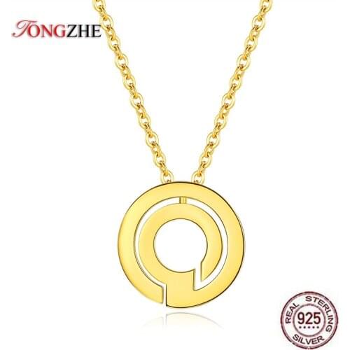 TONGZHE 925 Sterling Silver Round Coin Long Necklace Statement Letter Pendant Necklace Women Jewelry Custom Necklace 2019