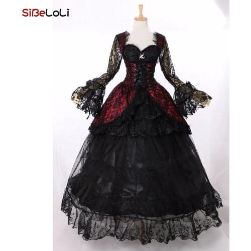 Renaissance 18th Century Victorian Lolita schwarz Marie Antoinette Gothic Dress Theater Reenactment Costume