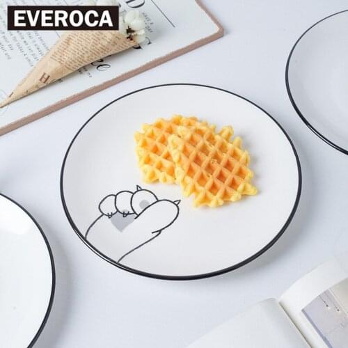 Hand-painted Cats Claw Ceramic Plate Simple Cute Creative Ins Style Dinner Plate Kitchen Home Nordic Dessert Plate Dish Plate