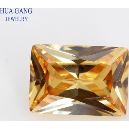 5A Champagne Rectangle Shape Cut CZ Stone Synthetic Gems Cubic Zirconia For Jewelry Size 2x4~15x20mm Free Shipping