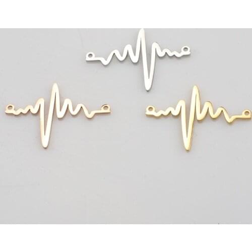 25x35MM Silver Rose Gold Stainless Steel Heart Rate Pendant Charm DIY Supplies 1800421