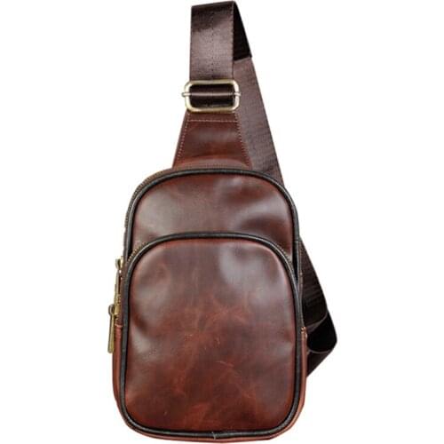 Men Chest Bag PU Leather Shoulder Bag Casual Crossbody Bag Leisure Craft Package Waterproof Bag