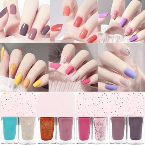 6ML Colorful two-tone nail polish set quick-drying white sequins long-lasting non-peelable gel scrub nail polish toe nail polish