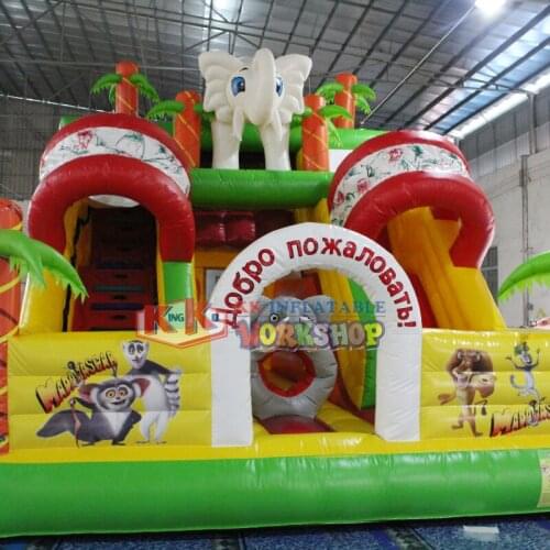 CE Double Lanes Inflatable Elephant Slide, Inflatable Animal Slide For Kids&Adults Entertainment Park