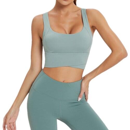 2021 New Wide Hem Cross Women High Strength Shockproof Sports Bra Gym Workout Running Bra Gather Quick-Drying Yoga Bra Vest