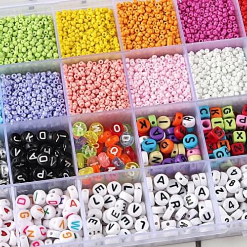New DIY Handmade Beads Toys Glass Rice Letter Beads Combination Jewelry Bracelet Necklace Beaded Material Gifts for Girls