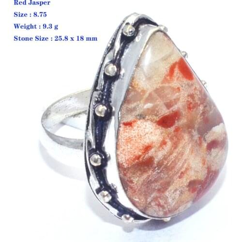 Genuine Ruby Labradorite Agate Sapphire Emerald Lapis Coral Blue Topaz Jasper Ring Silver Copper Size : 9~10.5