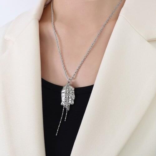 Minar Unique Design Irregular Head Portrait Titanium Steel Pendant Necklace for Women Gold Color Thin Chain Necklace Jewelry