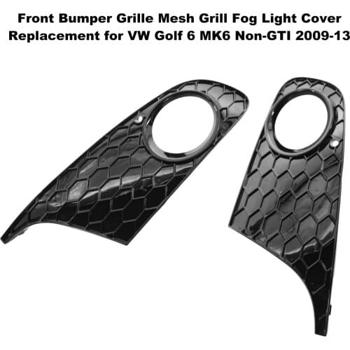 Front Bumper Grille Mesh Grill Fog Light Cover Replacement for VW Golf 6 MK6 Non-G-TI 2009-13 Car Accessories