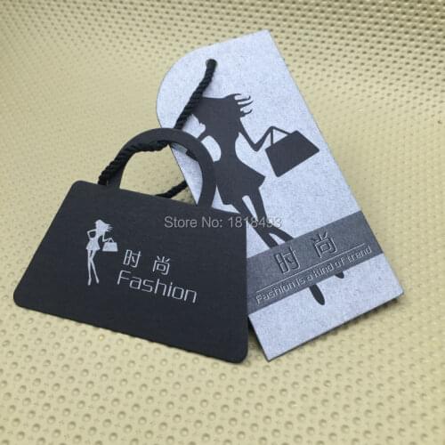 Custom ,black matt laminated cardboard tags/ custom shape cutting tags/clothing kraft paper hang tag/garment tags printing