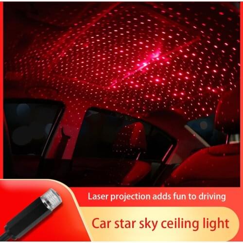 Car Roof Projection Light USB Portable Adjustable LED Atmosphere Light Interior Ceiling Projector, Red Light