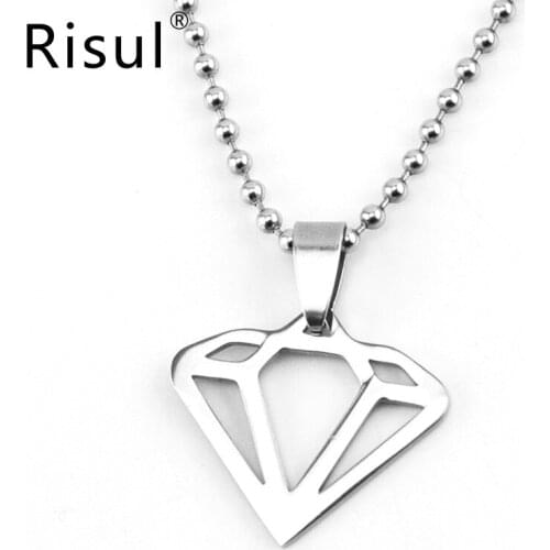 Risul jewelry gem shape necklace High Polish stainless steel long Necklaces & Pendants for women necklaces
