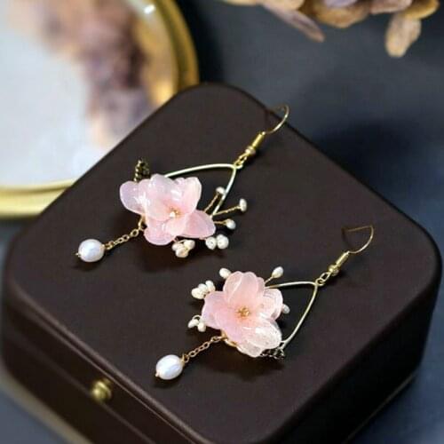 SINZRY 2020 new original natural pearl dried flower sweety summer handmade womens drop earrings elegant jewelry