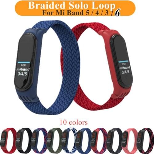 Replaceable Elastic Braided Solo Loop Strap Nylon Bracelet For Xiaomi Mi Band 6 5 3 4 Nylon silicone Wristband For Miband 4 5 3