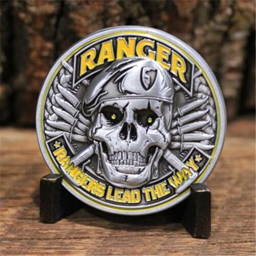 Army Ranger Challenge Coin! Amazing 3D US Army Skull Custom Coin