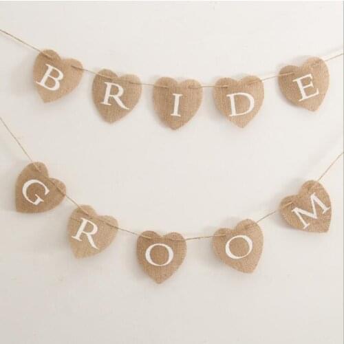 Chair Banner,Bride & Groom Hessian Mini Chair Bunting Wedding Vintage Banner Burlap,Reception decoration