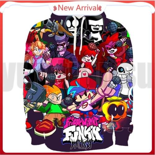 Hip Hop Friday Night Funkin Hoodie Tops Anime Pullover Adults Game 3D Streetwear for Girls Crewneck Harajuku FNF Sweatshirt Men