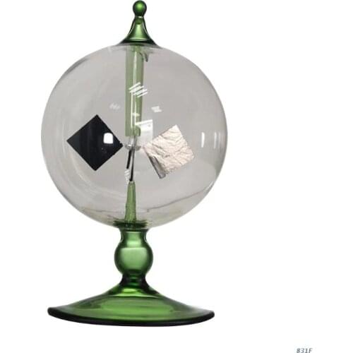 Handmade Radiometer Crookes Solar Powered Green Glass Windmill Party Home Decor