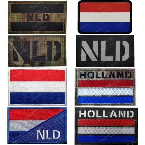 Embroidered Patches Netherlands Flag Army Military Tactical Patches Emblem Reflective Multicam Holland Flags Embroidery Badges