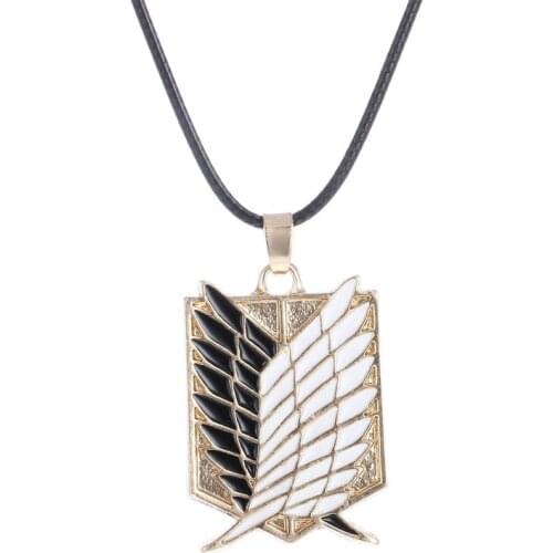 Fashion Japanese Anime Attack on Titan Necklace Wings of Liberty Shingeki No Kyojin Leather Chain Pendant Accessories