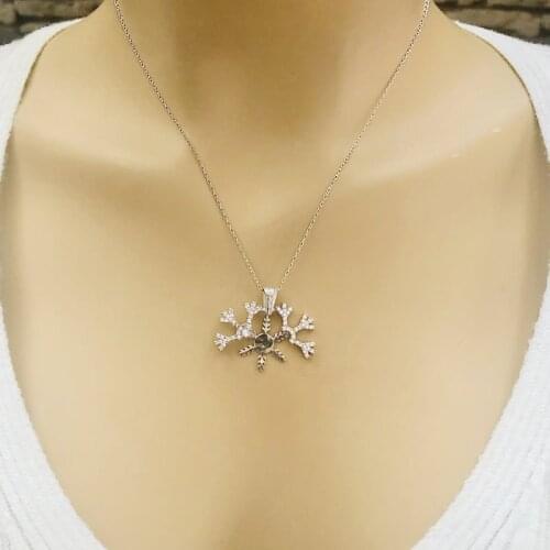 Snow 925 Sterling Silver Necklace Women Girls Gift Jewelry Accessories Fashion Handmade Elegant Chain