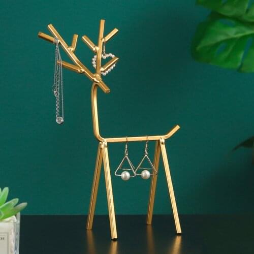 Gold Three Dimensional Fawn Earring Rack Jewelry Organizer Holder Stand Showing Rack for Earrings Necklaces Bracelets Ring