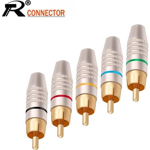 10pcs/lot RCA Male Plug Audio Connector Gold Plated Screw Type Solder-Free Speaker RCA Plug Wire Connector Factory Low Price