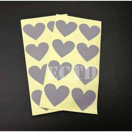 150pcs Scratch Off Stickers 30x35mm Silver Color Heart Shape For Games Wedding Party Tickets Promotional Games Favors