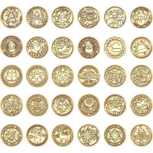 25mm Christmas Cartoon Pattern Retro Wax Seal Stamp Copper Head Envelope Sealing Hobby Tools Sealing Scrapbooking Wedding Decor