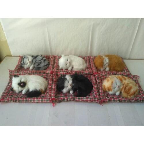 6 pieces a lot simulation cat toy polyethylene & furs handicraft Decoration cat doll about 13x10cm 1510