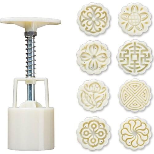 8pcs Hand Press Cookie Stamp Moon Cake Decor Mould Barrel Mooncake Mold 25g DIY