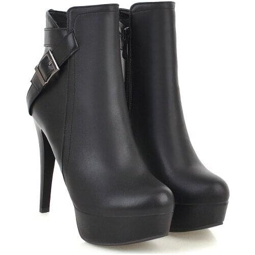 Big Size boots women shoes ankle boots for women ladies boots shoes woman winter Side zipper with belt buckle