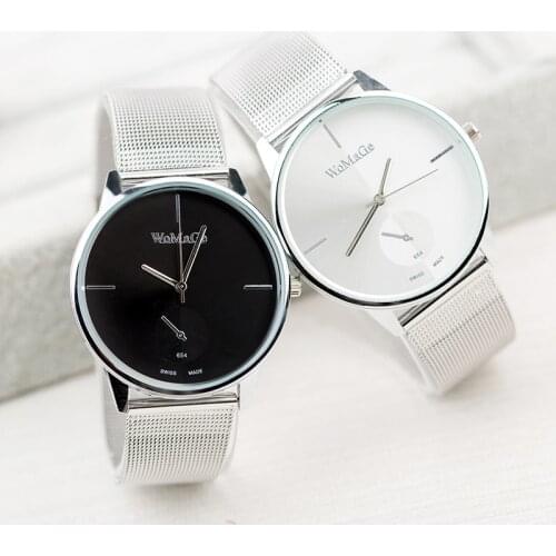 Mens Business Watch Simple Stainless Steel Mesh Belt Sports Wirst Watch Couple Watches Ladies Waterproof Clock Reloj Cronografo