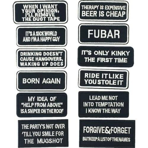 Black White Letters Patches Iron on Slogans Appliques for Clothing Cool Motto Cloth Stickers Wholesale Embroidery Patches Decals